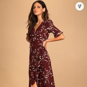 Lulus Burgundy Wrap Dress